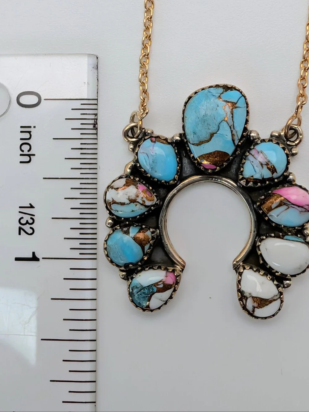 Cotton Candy Turquoise S925 Sterling Silver Gemstone Naja Necklace